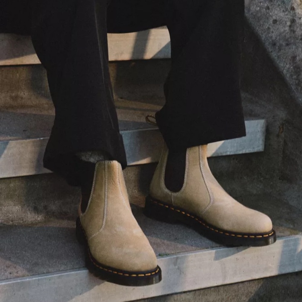 Dr. Martens Beige Suede Chelsea Ankle Boots